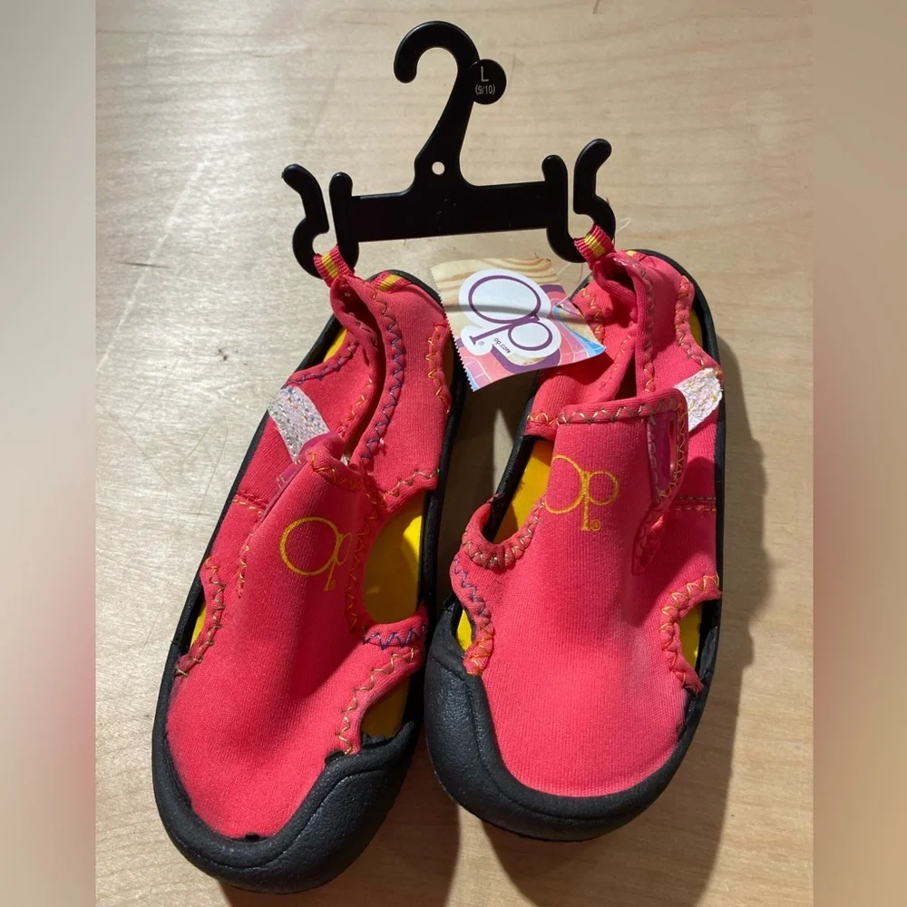 OP Kids Pink and Black Sandals Size Large (9/10) (LM)